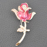 Rose, red enamel and clear crystal