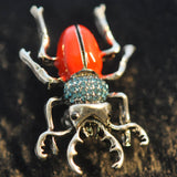 Scarab Beetle, Red with blue diamante