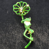 Frog on Lilly Leaf, Green with diamante