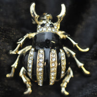 Scarab Beetle, Black & Crystal