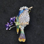 Kingfisher on Branch in enamel & crystal, A6/11-8