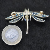 Dragonfly, blue enamel and crystal  NEW ARRIVAL
