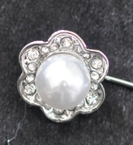 Pin, silver pearl