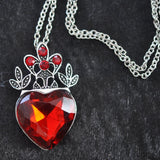 Pendant, Large red heart crystal