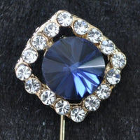 PIn, gold, blue clear crystal