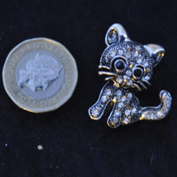 Cat, cute silver diamante