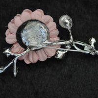 Flower, fabric crystal, Pink / silver  NEW ARRIVAL