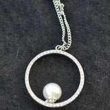 Pendant & Chain, diamante circle pearl