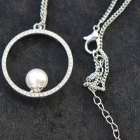 Pendant & Chain, diamante circle pearl
