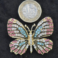 Butterfly, pink blue diamante