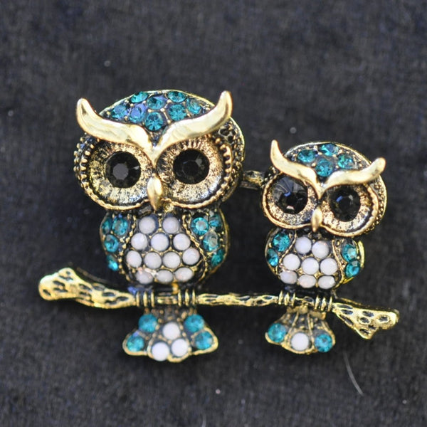 Owl, double in turquoise
