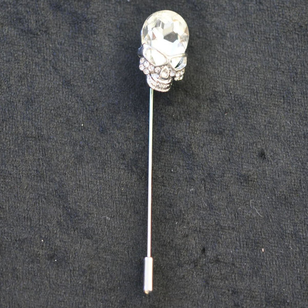 PIn, crystal silver skull