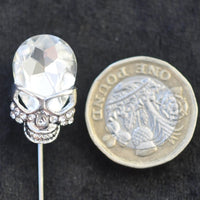 PIn, crystal silver skull