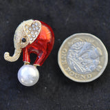 Elephant on ball, red,
