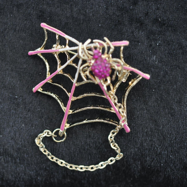 Spider on Web, pink & chain