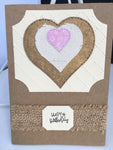 Pink heart on Canvas/Gold (105 x 148mm)