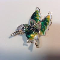 Hummingbird in green enamel and clear Crystal, A6/11-4