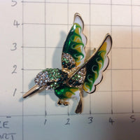 Hummingbird in green enamel and clear Crystal, A6/11-4