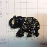 Large Elephant in black enamel with crystals, A6/11-20