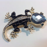 Gecko, black enamel and Crystal head, A6/11